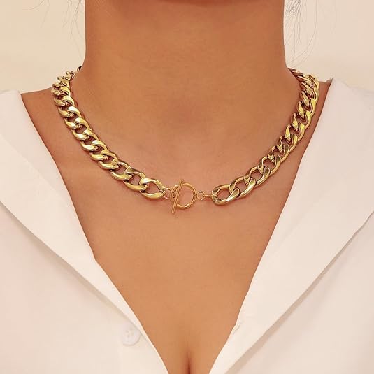 18K Gold-Plated Chunky Cuban Link Chain Necklace