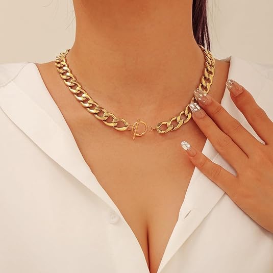 18K Gold-Plated Chunky Cuban Link Chain Necklace