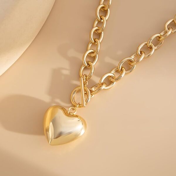 18K Gold-Plated Chunky Paperclip Chain Heart Necklace