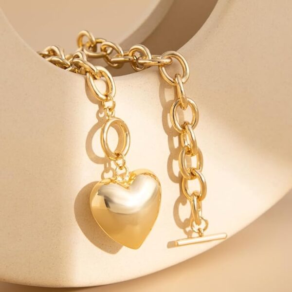 18K Gold-Plated Chunky Paperclip Chain Heart Necklace