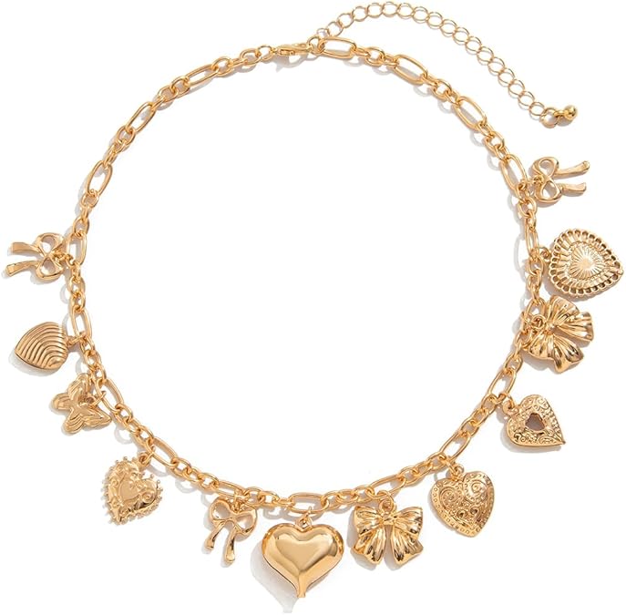 Gold Chunky Puffy Heart Choker Necklace